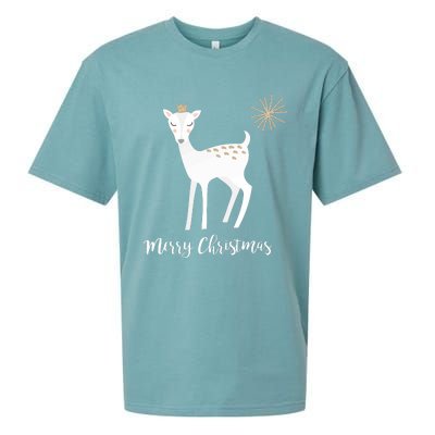 Deer Snow Star Merry Christmas Holiday Star Crown Sueded Cloud Jersey T-Shirt