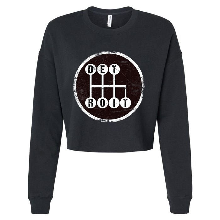 Detroit Stick Shift Design Cropped Pullover Crew