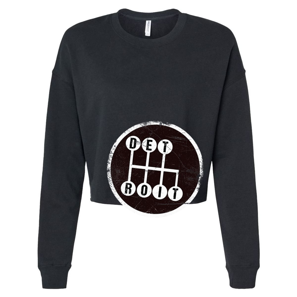 Detroit Stick Shift Design Cropped Pullover Crew