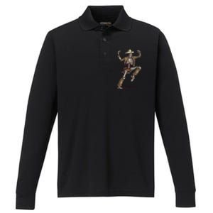 Dancing Skeleton Scary Halloween Cow Skeleton Funny Gift Performance Long Sleeve Polo