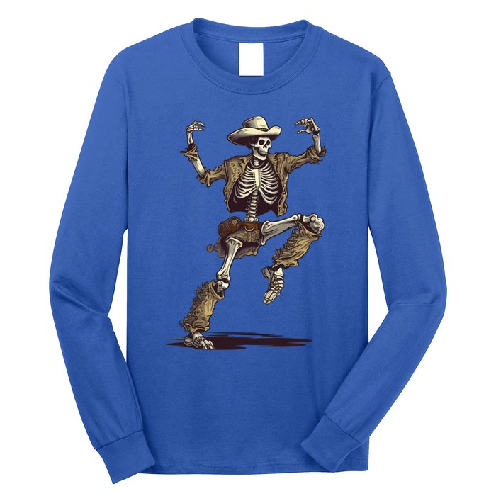 Dancing Skeleton Scary Halloween Cow Skeleton Funny Gift Long Sleeve Shirt