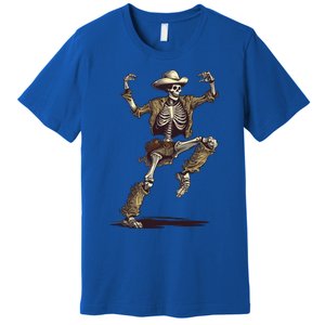 Dancing Skeleton Scary Halloween Cow Skeleton Funny Gift Premium T-Shirt