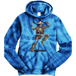 Dancing Skeleton Scary Halloween Cow Skeleton Funny Gift Tie Dye Hoodie