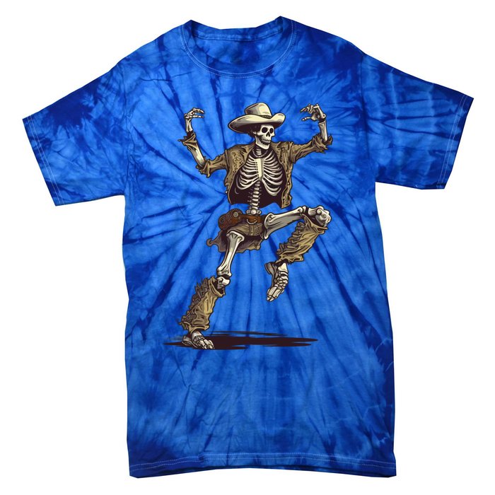 Dancing Skeleton Scary Halloween Cow Skeleton Funny Gift Tie-Dye T-Shirt