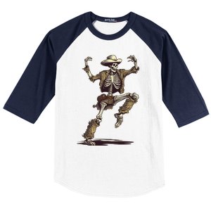 Dancing Skeleton Scary Halloween Cow Skeleton Funny Gift Baseball Sleeve Shirt