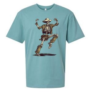 Dancing Skeleton Scary Halloween Cow Skeleton Funny Gift Sueded Cloud Jersey T-Shirt