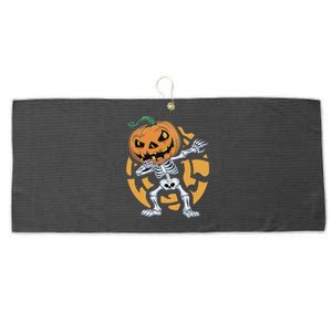 Dabbing Skeleton Scary Pumpkin Jack O Lantern Halloween Cute Gift Large Microfiber Waffle Golf Towel