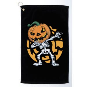 Dabbing Skeleton Scary Pumpkin Jack O Lantern Halloween Cute Gift Platinum Collection Golf Towel