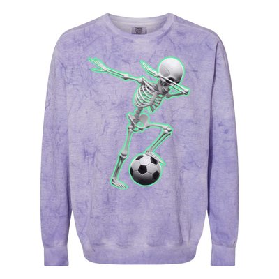 Dabbing Skeleton Soccer Spooky Season Sport Halloween Great Gift Colorblast Crewneck Sweatshirt