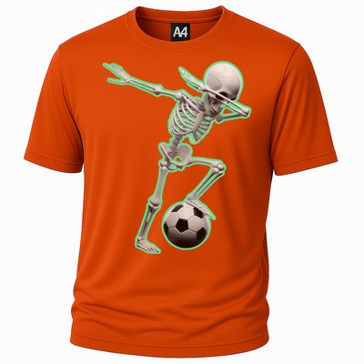 Dabbing Skeleton Soccer Spooky Season Sport Halloween Great Gift Cooling Performance Crew T-Shirt