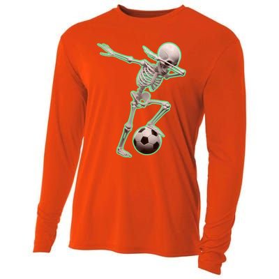 Dabbing Skeleton Soccer Spooky Season Sport Halloween Great Gift Cooling Performance Long Sleeve Crew