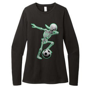 Dabbing Skeleton Soccer Spooky Season Sport Halloween Great Gift Womens CVC Long Sleeve Shirt