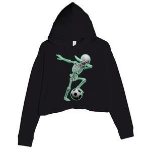 Dabbing Skeleton Soccer Spooky Season Sport Halloween Great Gift Crop Fleece Hoodie