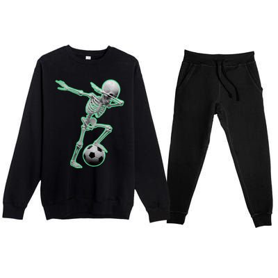 Dabbing Skeleton Soccer Spooky Season Sport Halloween Great Gift Premium Crewneck Sweatsuit Set