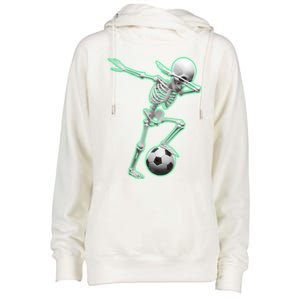 Dabbing Skeleton Soccer Spooky Season Sport Halloween Great Gift Womens Funnel Neck Pullover Hood