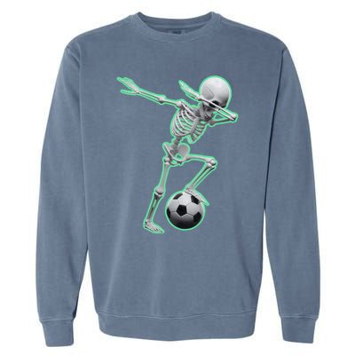 Dabbing Skeleton Soccer Spooky Season Sport Halloween Great Gift Garment-Dyed Sweatshirt