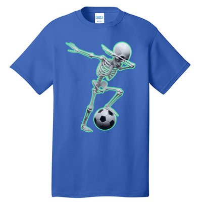 Dabbing Skeleton Soccer Spooky Season Sport Halloween Great Gift Tall T-Shirt