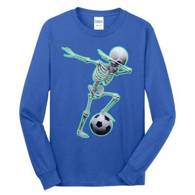 Dabbing Skeleton Soccer Spooky Season Sport Halloween Great Gift Tall Long Sleeve T-Shirt