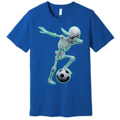 Dabbing Skeleton Soccer Spooky Season Sport Halloween Great Gift Premium T-Shirt