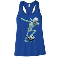 Dabbing Skeleton Soccer Spooky Season Sport Halloween Great Gift Women's Racerback Tank