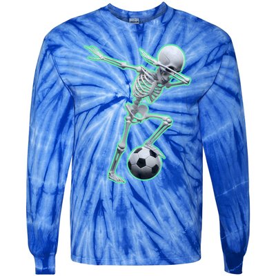 Dabbing Skeleton Soccer Spooky Season Sport Halloween Great Gift Tie-Dye Long Sleeve Shirt