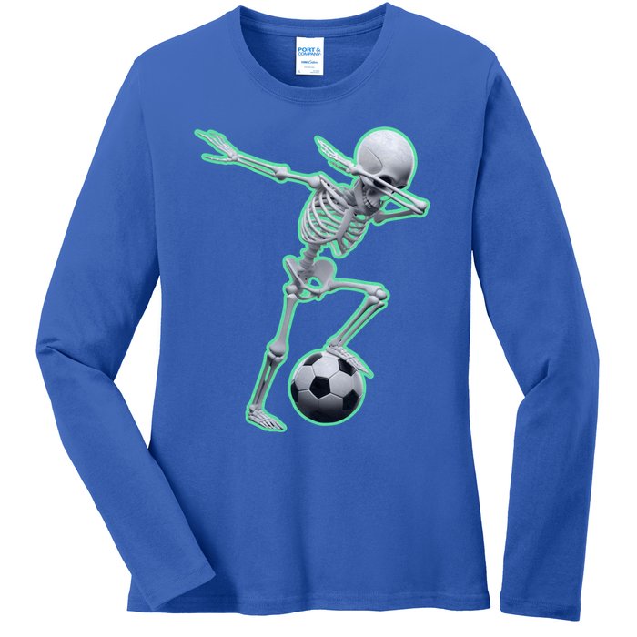 Dabbing Skeleton Soccer Spooky Season Sport Halloween Great Gift Ladies Long Sleeve Shirt