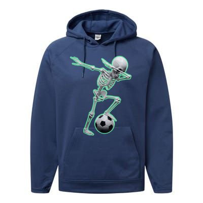 Dabbing Skeleton Soccer Spooky Season Sport Halloween Great Gift Performance Fleece Hoodie