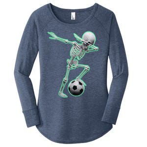 Dabbing Skeleton Soccer Spooky Season Sport Halloween Great Gift Women's Perfect Tri Tunic Long Sleeve Shirt