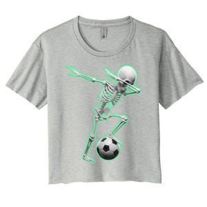 Dabbing Skeleton Soccer Spooky Season Sport Halloween Great Gift Women's Crop Top Tee