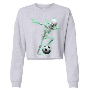 Dabbing Skeleton Soccer Spooky Season Sport Halloween Great Gift Cropped Pullover Crew