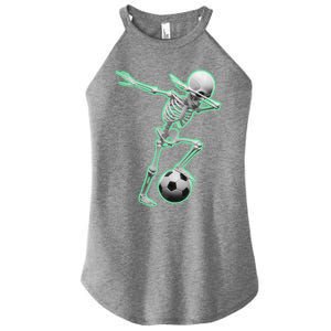 Dabbing Skeleton Soccer Spooky Season Sport Halloween Great Gift Women's Perfect Tri Rocker Tank