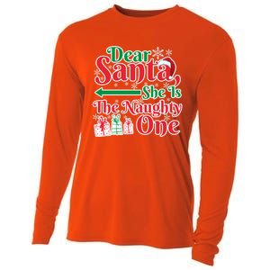 Dear Santa She Is A Naughty One Funny Matching Funny Gift Cooling Performance Long Sleeve Crew