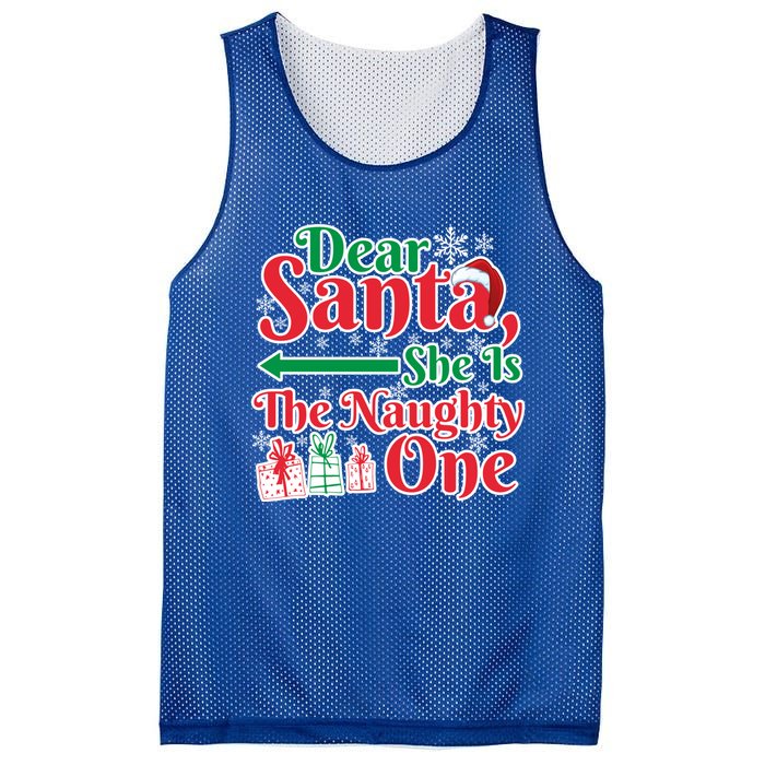 Dear Santa She Is A Naughty One Funny Matching Funny Gift Mesh Reversible Basketball Jersey Tank