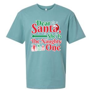 Dear Santa She Is A Naughty One Funny Matching Funny Gift Sueded Cloud Jersey T-Shirt