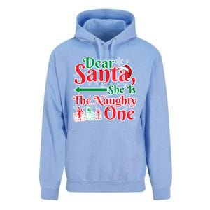 Dear Santa She Is A Naughty One Funny Matching Funny Gift Unisex Surf Hoodie