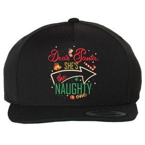 Dear Santa She Is The Naughty One Brother Sister Christmas Gift Wool Snapback Cap