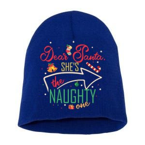 Dear Santa She Is The Naughty One Brother Sister Christmas Gift Short Acrylic Beanie