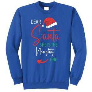 Dear Santa She Is The Naughty One Christmas Couples Present Gift Sweatshirt