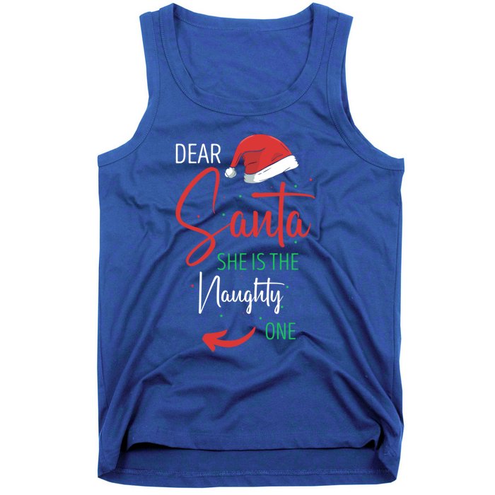 Dear Santa She Is The Naughty One Christmas Couples Present Gift Tank Top