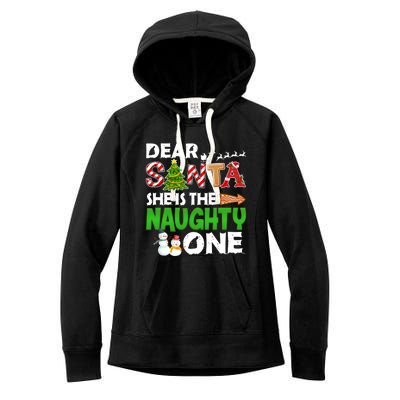 Dear Santa She Is The Naughty One Christmas Matching Couple Gift Women's Fleece Hoodie