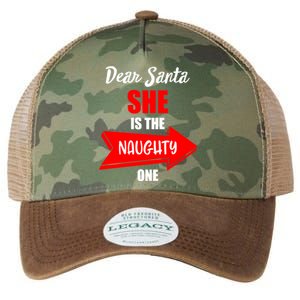 Dear Santa She Is The Naughty One Christmas Cute Gift Legacy Tie Dye Trucker Hat