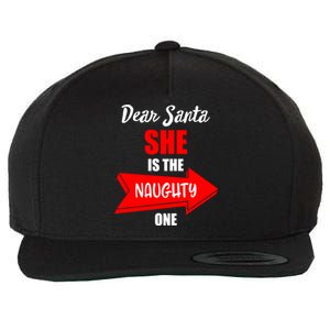 Dear Santa She Is The Naughty One Christmas Cute Gift Wool Snapback Cap