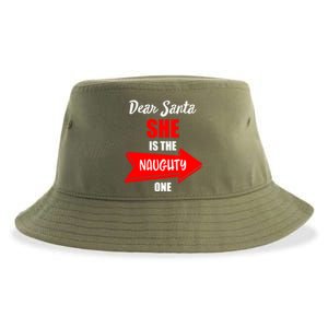 Dear Santa She Is The Naughty One Christmas Cute Gift Sustainable Bucket Hat