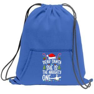 Dear Santa She Is The Naughty One Christmas Couples Xmas Gift Sweatshirt Cinch Pack Bag