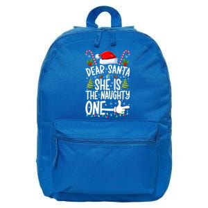 Dear Santa She Is The Naughty One Christmas Couples Xmas Gift 16 in Basic Backpack