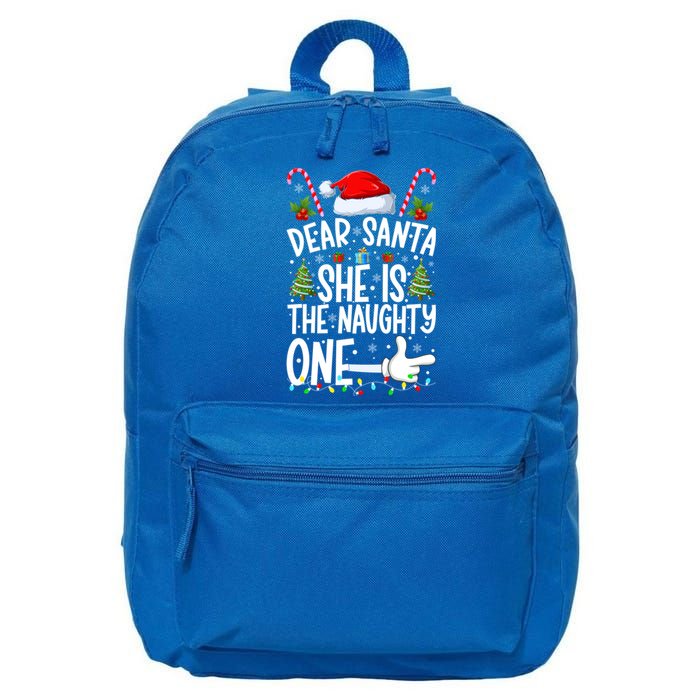 Dear Santa She Is The Naughty One Christmas Couples Xmas Gift 16 in Basic Backpack