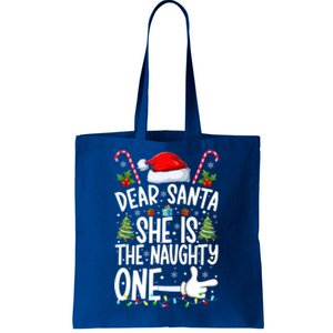 Dear Santa She Is The Naughty One Christmas Couples Xmas Gift Tote Bag