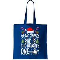 Dear Santa She Is The Naughty One Christmas Couples Xmas Gift Tote Bag