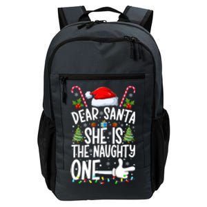 Dear Santa She Is The Naughty One Christmas Couples Xmas Gift Daily Commute Backpack