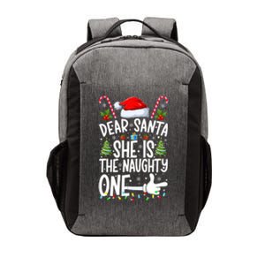 Dear Santa She Is The Naughty One Christmas Couples Xmas Gift Vector Backpack